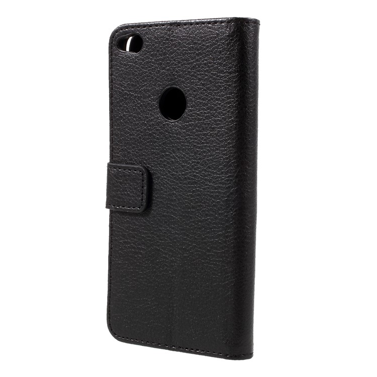Litchi Skin Wallet Leather Stand Case for Huawei P8 Lite (2017) / Honor 8 Lite - Black-2