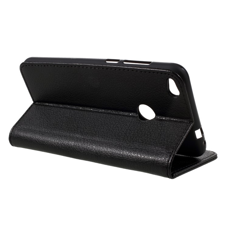 Litchi Skin Wallet Leather Stand Case for Huawei P8 Lite (2017) / Honor 8 Lite - Black-5