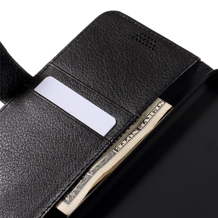 Litchi Skin Wallet Leather Stand Case for Huawei P8 Lite (2017) / Honor 8 Lite - Black-7