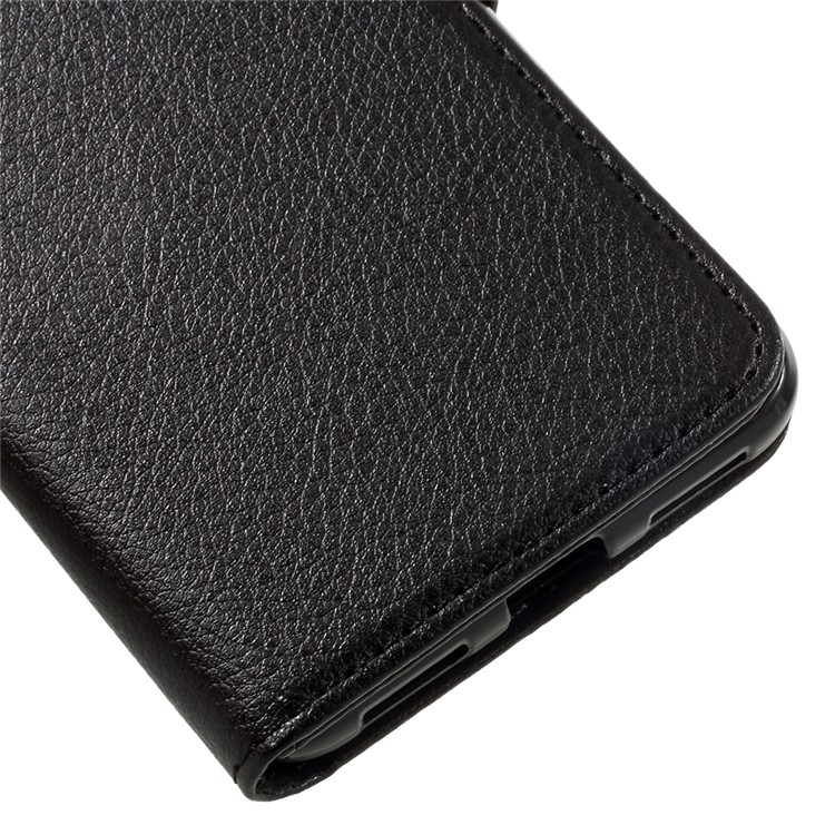 Litchi Skin Wallet Leather Stand Case for Huawei P8 Lite (2017) / Honor 8 Lite - Black-8