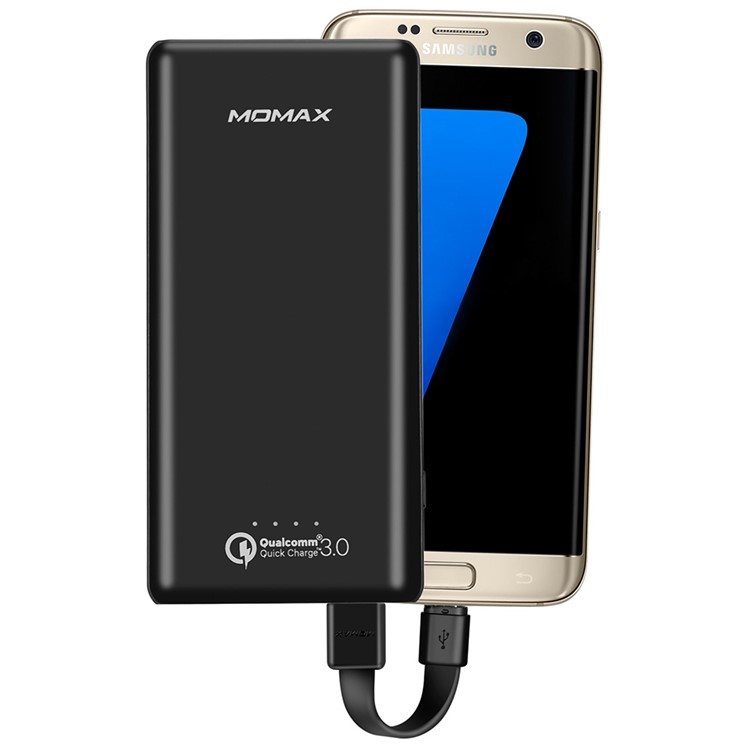 MOMAX iPower Minimal QC3.0 Quick Charger 10000mAh Power Bank Dual USB Output for Samsung S8 etc. - Black-12