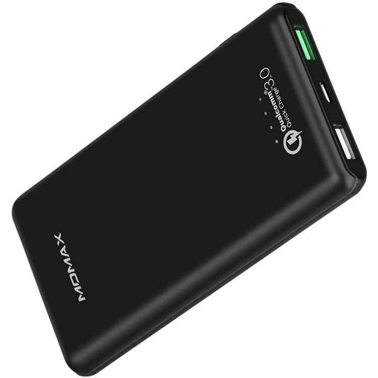 MOMAX iPower Minimal QC3.0 Quick Charger 10000mAh Power Bank Dual USB Output for Samsung S8 etc. - Black-7