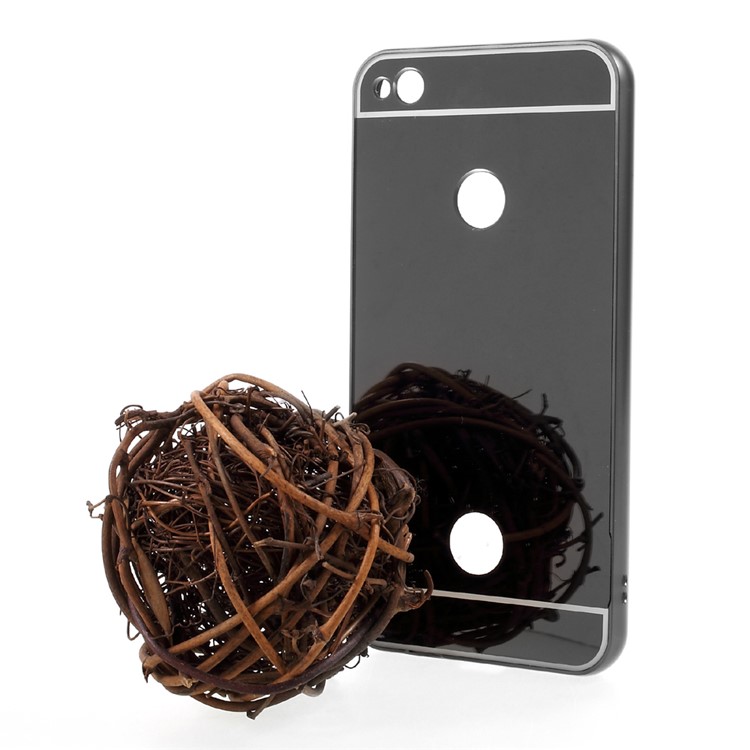 Slide-on Metal Bumper Plating PC Back Phone Case for Huawei P8 Lite (2017) - Black-6
