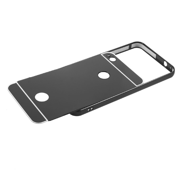 Slide-on Metal Bumper Plating PC Back Phone Case for Huawei P8 Lite (2017) - Black-7