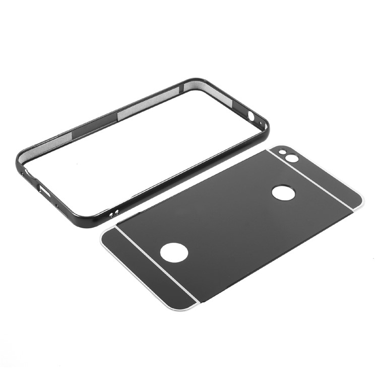 Slide-on Metal Bumper Plating PC Back Phone Case for Huawei P8 Lite (2017) - Black-8