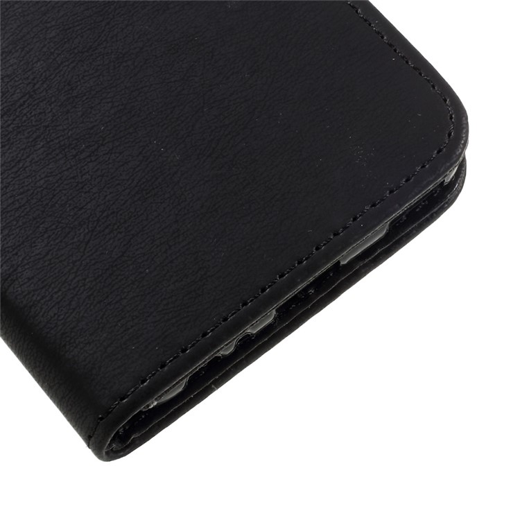 Stone Grain Leather Wallet Stand Case with Strap for Huawei P10 - Black-10