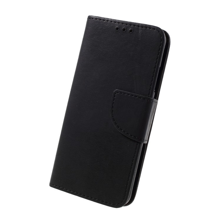 Stone Grain Leather Wallet Stand Case with Strap for Huawei P10 - Black-2