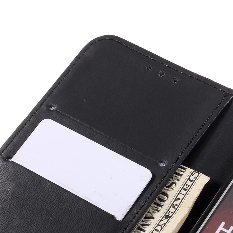 Stone Grain Leather Wallet Stand Case with Strap for Huawei P10 - Black-9