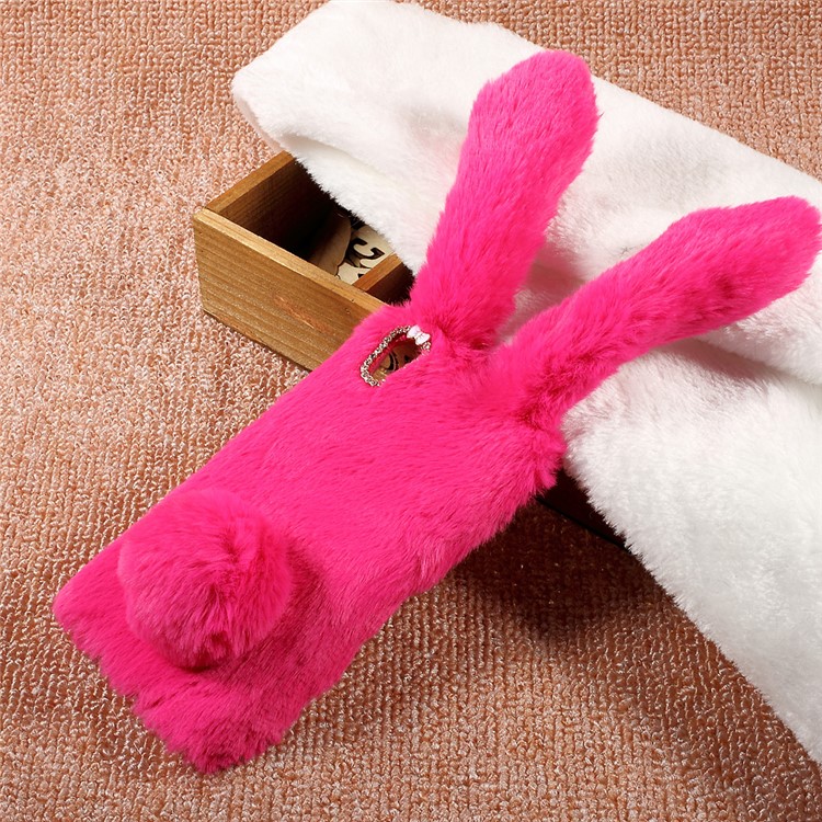 Rabbit Shape Fluffy Warm Fur TPU Cell Phone Case for Huawei Y6 II/Y6II/Honor 5A - Rose-2