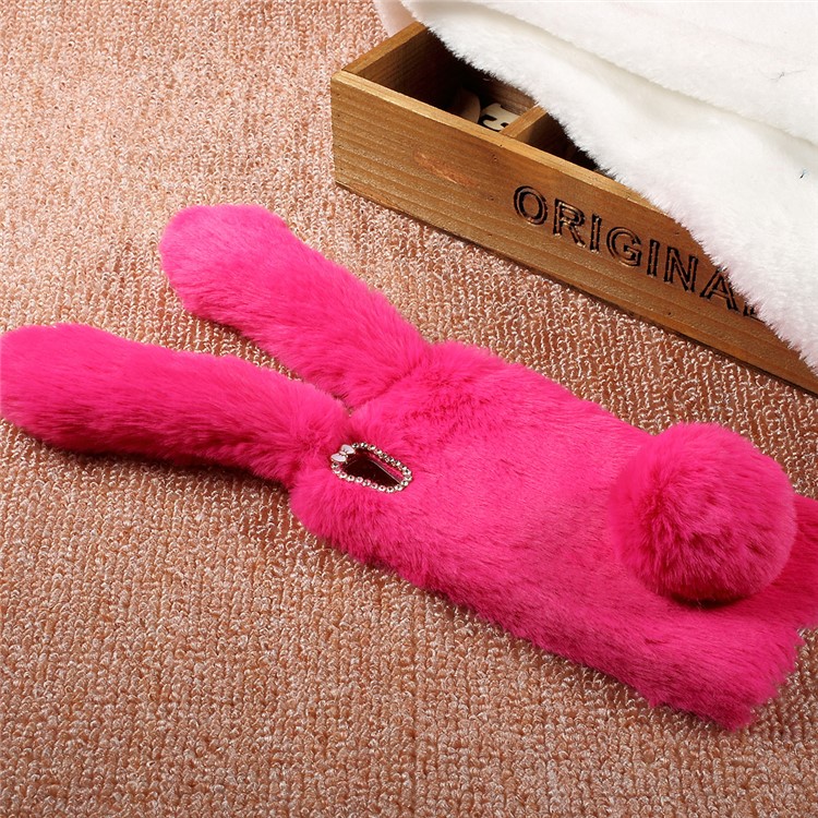 Rabbit Shape Fluffy Warm Fur TPU Cell Phone Case for Huawei Y6 II/Y6II/Honor 5A - Rose-3