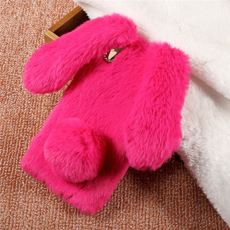 Rabbit Shape Fluffy Warm Fur TPU Cell Phone Case for Huawei Y6 II/Y6II/Honor 5A - Rose-5