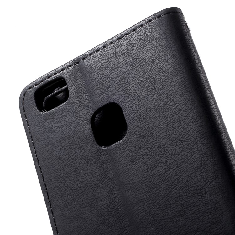 Stone Grain Leather Stand Wallet Phone Casing for Huawei P9 Lite / G9 Lite - Black-7