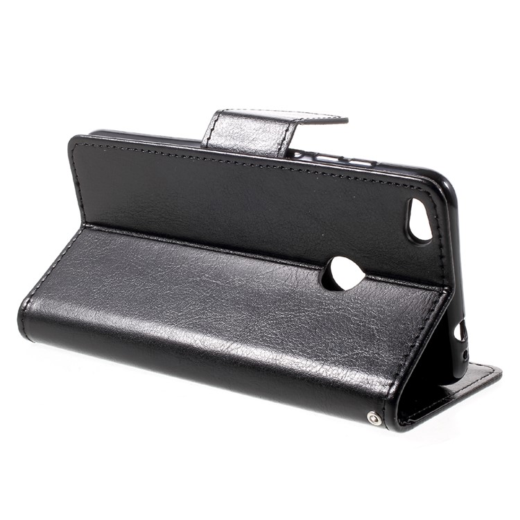 Crazy Horse Wallet Leather Protection Case for Huawei P8 Lite (2017)/Honor 8 Lite - Black-4