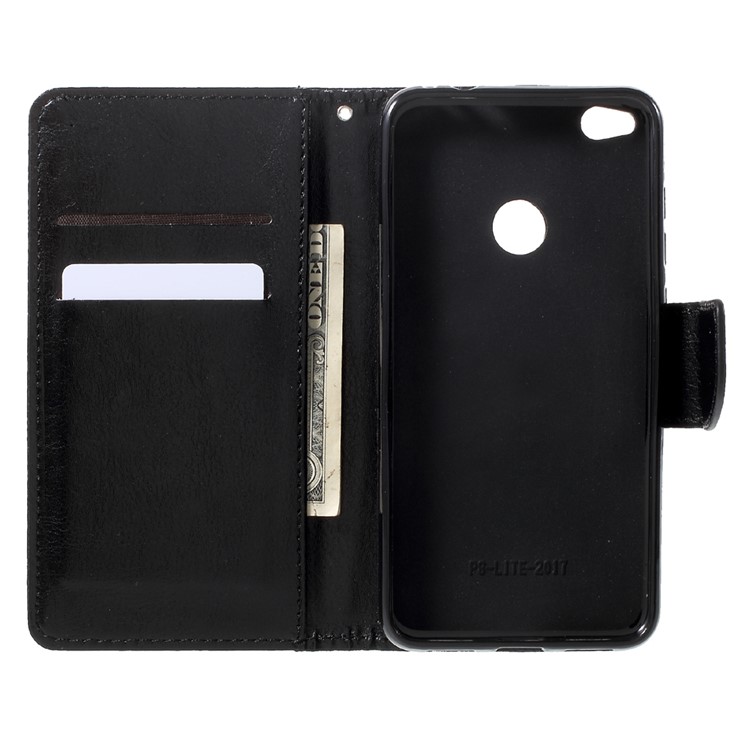 Crazy Horse Wallet Leather Protection Case for Huawei P8 Lite (2017)/Honor 8 Lite - Black-5