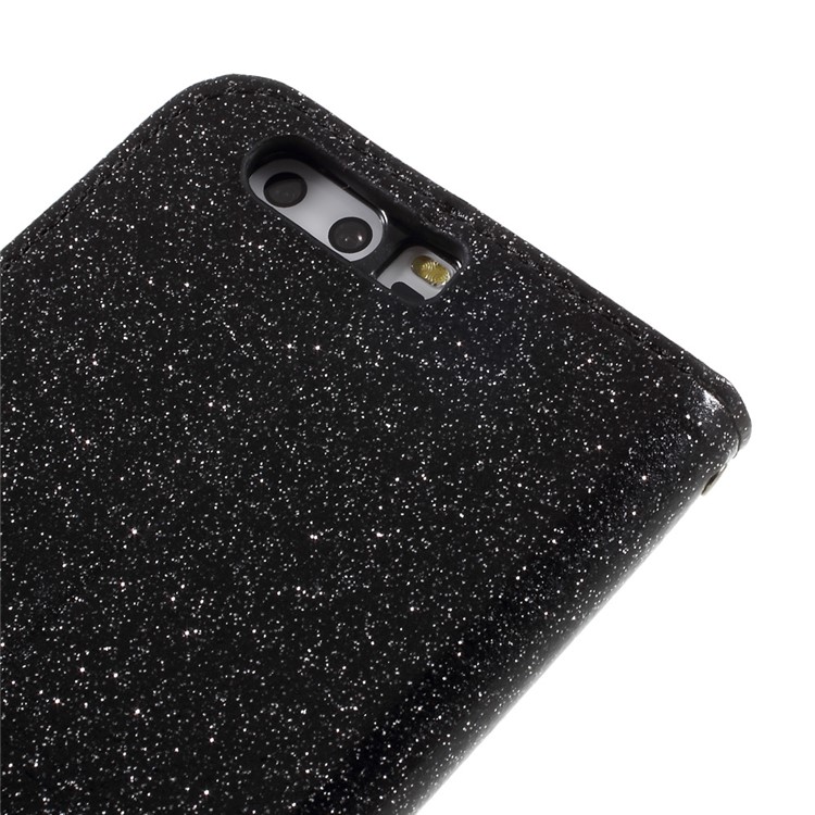 Flash Powder Leather Wallet Case for Huawei P10 Plus - Black-11