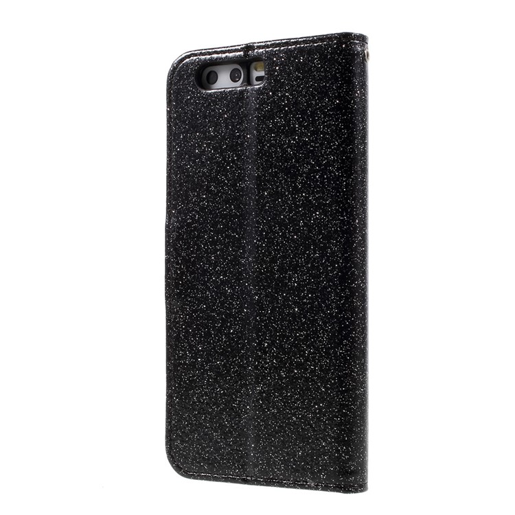 Flash Powder Leather Wallet Case for Huawei P10 Plus - Black-3