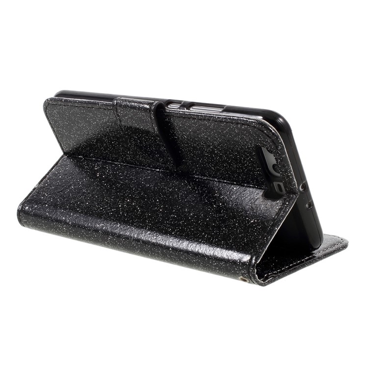Flash Powder Leather Wallet Case for Huawei P10 Plus - Black-6