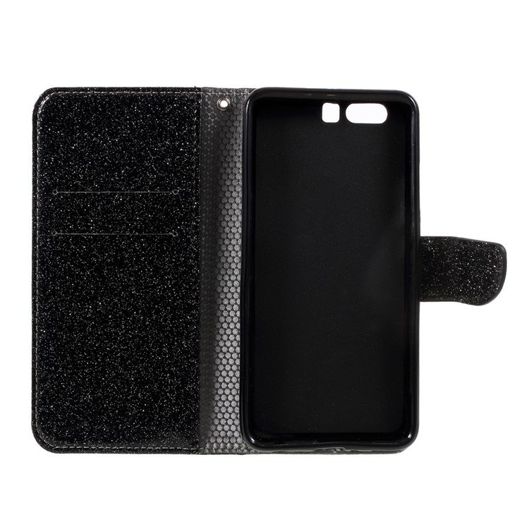 Flash Powder Leather Wallet Case for Huawei P10 Plus - Black-8