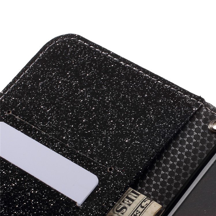 Flash Powder Leather Wallet Case for Huawei P10 Plus - Black-9