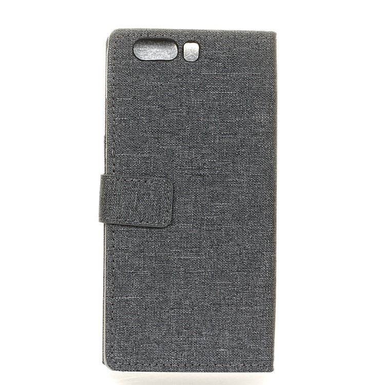 Cloth Texture Leather Wallet Cell Phone Case for Huawei P10 Plus - Black-2