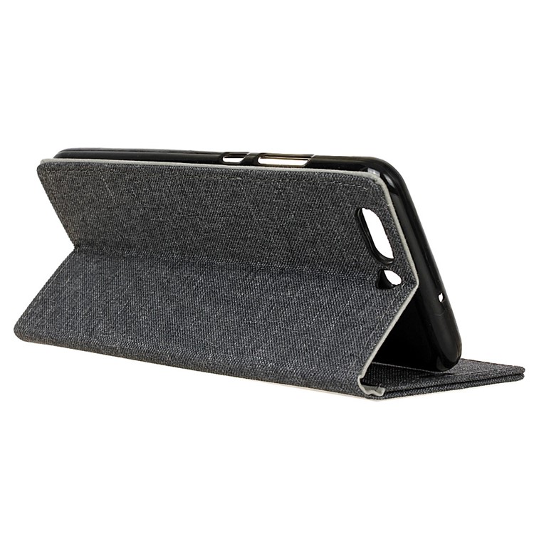 Cloth Texture Leather Wallet Cell Phone Case for Huawei P10 Plus - Black-5
