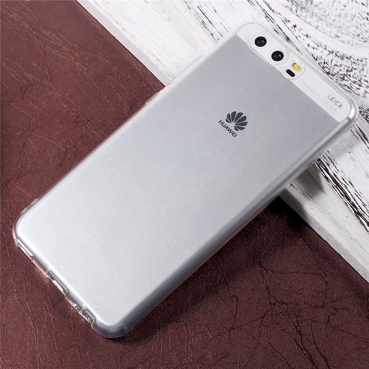 Ultra Thin Clear Soft TPU Mobile Phone Case with Carbon Fiber Back Decal Sticker for Huawei P10 Plus - Transparent-1