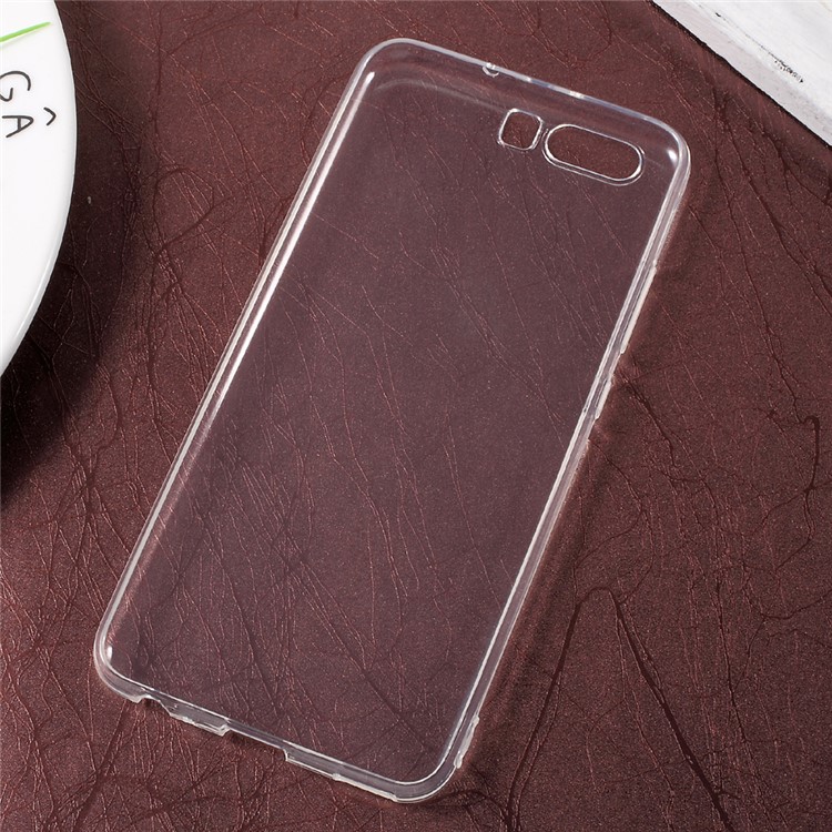 Ultra Thin Clear Soft TPU Mobile Phone Case with Carbon Fiber Back Decal Sticker for Huawei P10 Plus - Transparent-7