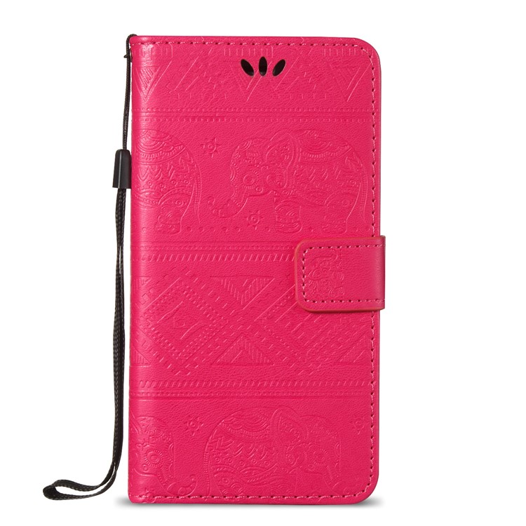 Imprint Elephant Geometric Pattern Leather Wallet Case for Huawei P9 Lite / G9 Lite - Rose-2