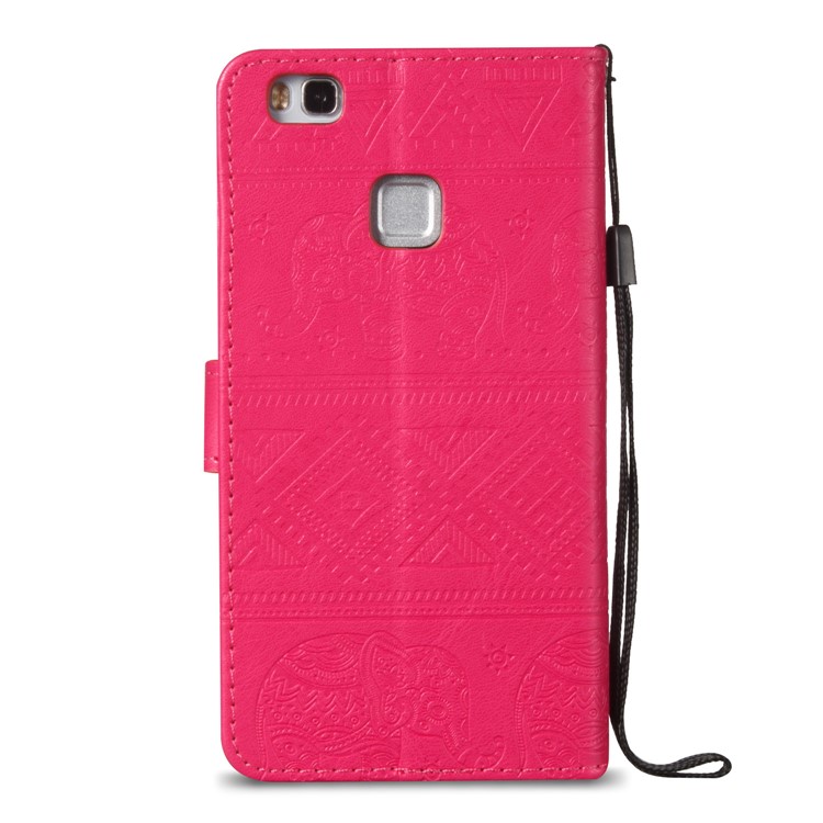 Imprint Elephant Geometric Pattern Leather Wallet Case for Huawei P9 Lite / G9 Lite - Rose-3