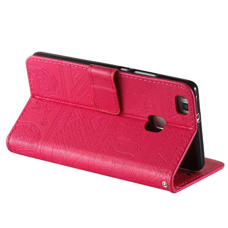 Imprint Elephant Geometric Pattern Leather Wallet Case for Huawei P9 Lite / G9 Lite - Rose-5
