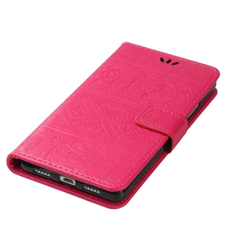 Imprint Elephant Geometric Pattern Leather Wallet Case for Huawei P9 Lite / G9 Lite - Rose-7