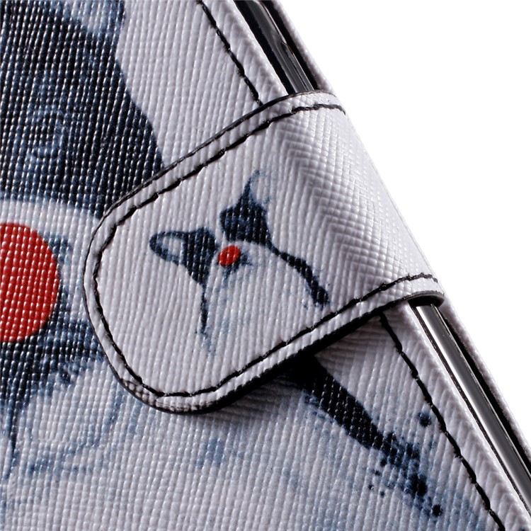 Patterned Leather Wallet Case with Strap for Huawei Mate 9 - Red Nose Dog-10