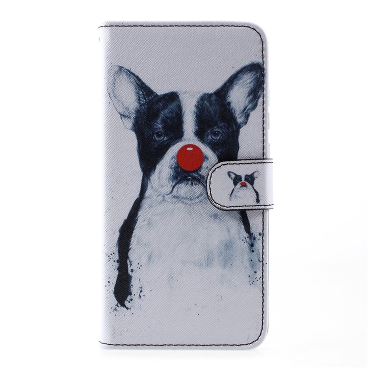 Patterned Leather Wallet Case with Strap for Huawei Mate 9 - Red Nose Dog-2