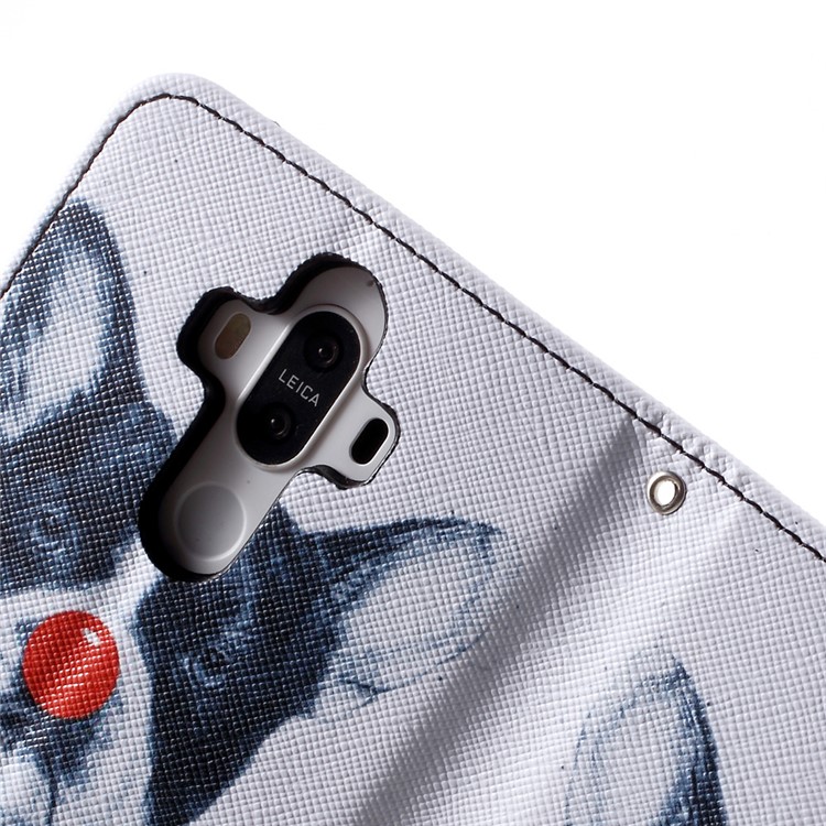 Patterned Leather Wallet Case with Strap for Huawei Mate 9 - Red Nose Dog-9