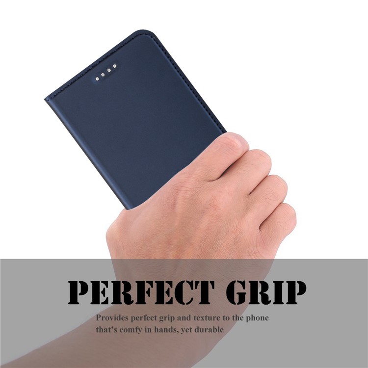 Full Protection PU Leather Card Holder Stand Cover for Huawei P8 Lite (2017) / Honor 8 Lite - Dark Blue-3