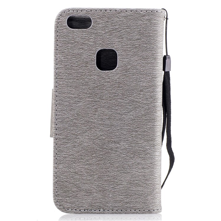 Imprint Bear Wallet Leather Stand Caso para Huawei P10 Lite - Cinza-3
