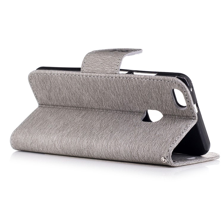 Imprint Bear Wallet Leather Stand Caso para Huawei P10 Lite - Cinza-4