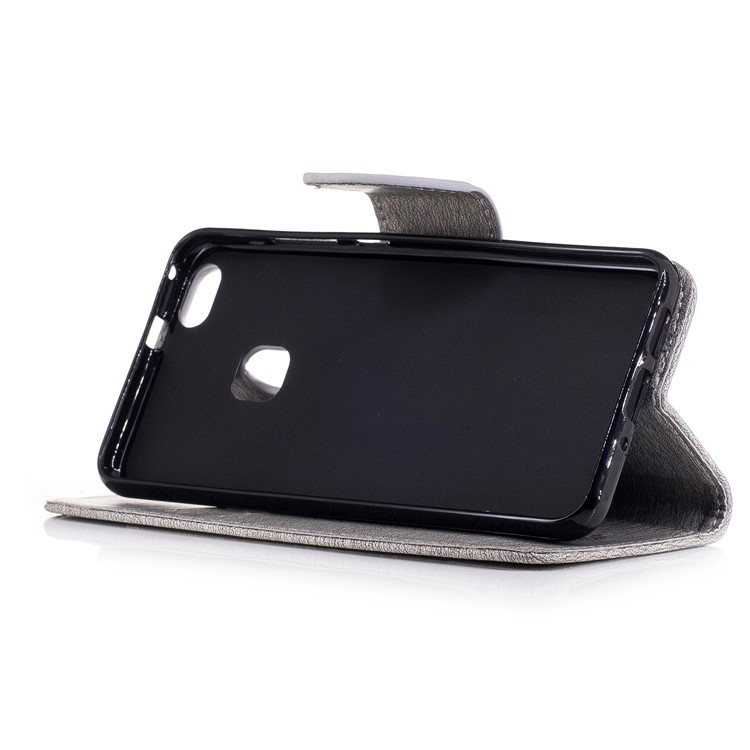 Imprint Bear Wallet Leather Stand Caso para Huawei P10 Lite - Cinza-5