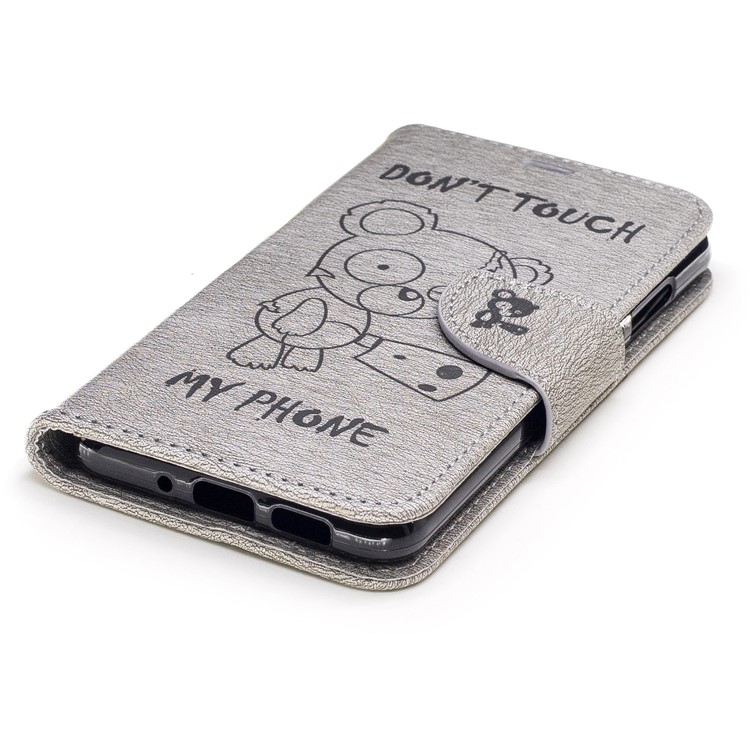 Imprint Bear Wallet Leather Stand Caso para Huawei P10 Lite - Cinza-6
