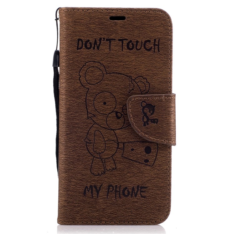 Prateleira de capa de couro de urso com slots de cartão para Huawei P10 Lite - Castanho-2