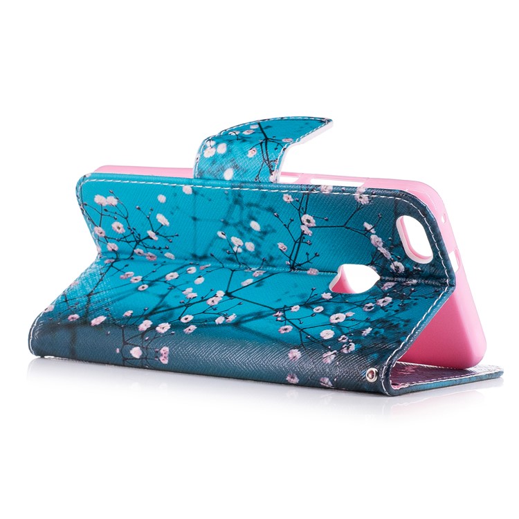 Pattern Printing Wallet Leather Stand Case for Huawei P10 Lite - Tree with Flowers-4
