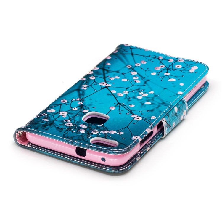 Pattern Printing Wallet Leather Stand Case for Huawei P10 Lite - Tree with Flowers-7
