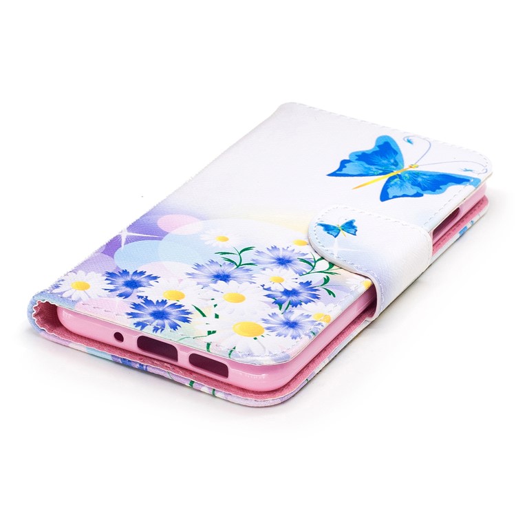 Portefeuille imprimé en carton Magnetic Case pour Huawei P10 Lite - Blue Butterfly and Flowers-6