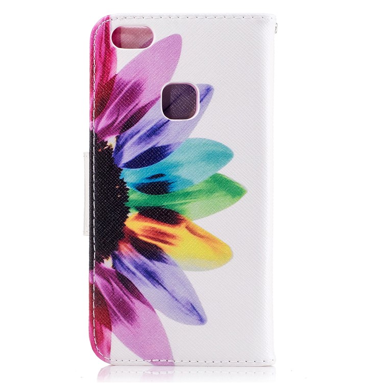 Pattern Printing Magnetic Leather Stand Case for Huawei P10 Lite - Colorized Petals-3