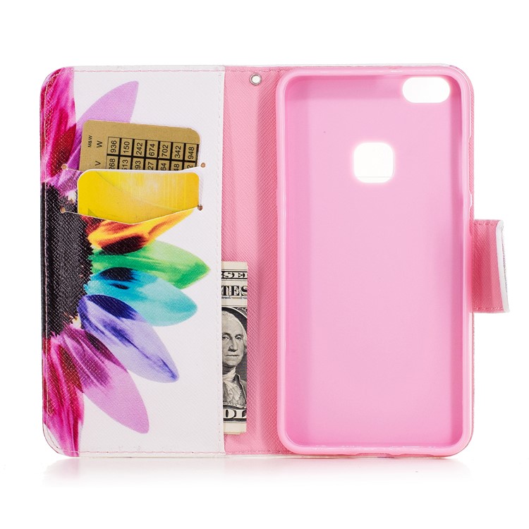 Pattern Printing Magnetic Leather Stand Case for Huawei P10 Lite - Colorized Petals-8