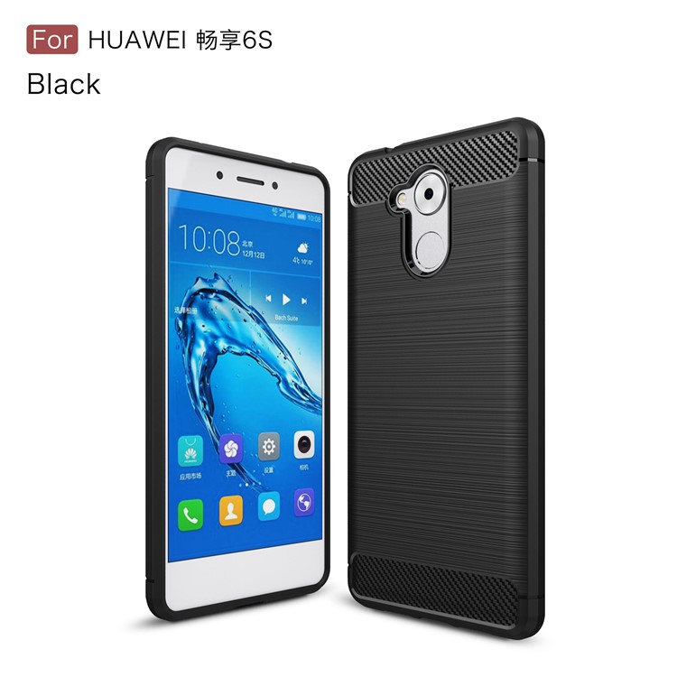 Carbon Fiber Brushed TPU Gel Case for Huawei Enjoy 6s - Black-1
