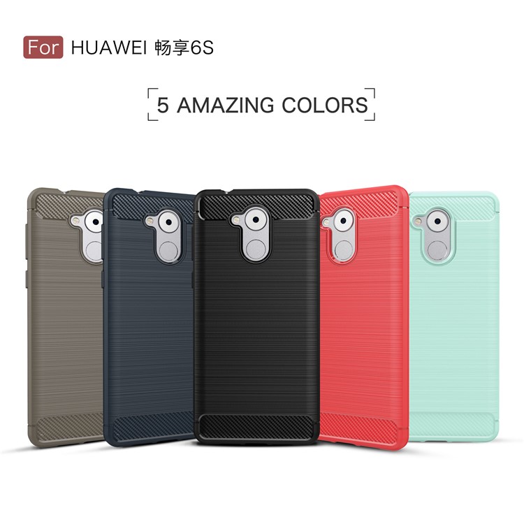Carbon Fiber Brushed TPU Gel Case for Huawei Enjoy 6s - Black-12