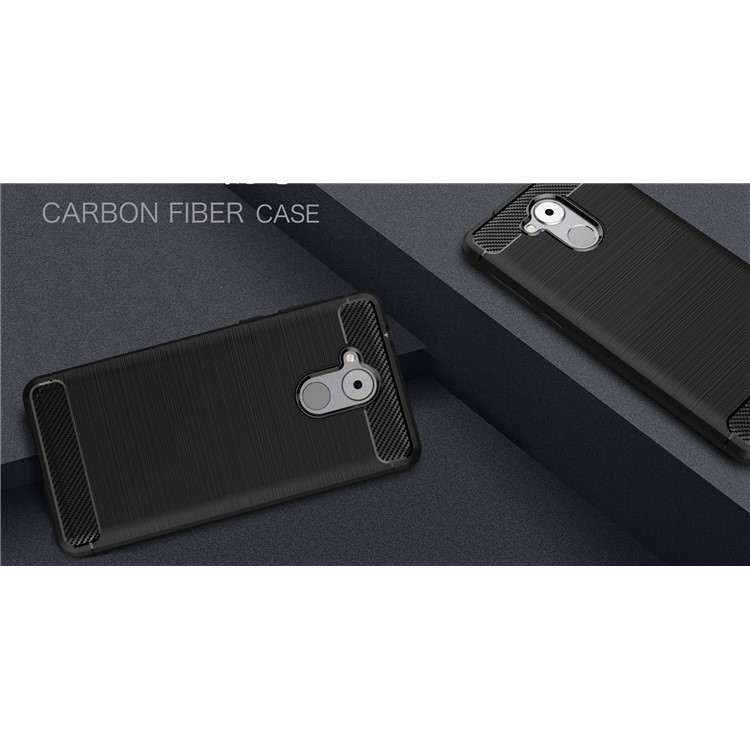 Carbon Fiber Brushed TPU Gel Case for Huawei Enjoy 6s - Black-2