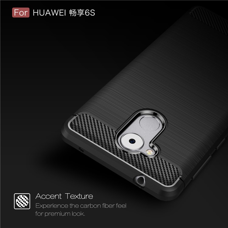Carbon Fiber Brushed TPU Gel Case for Huawei Enjoy 6s - Black-5