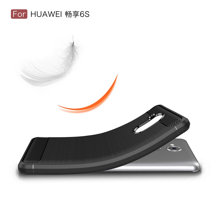 Carbon Fiber Brushed TPU Gel Case for Huawei Enjoy 6s - Black-8